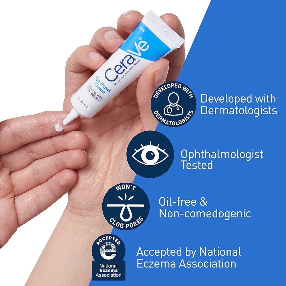 CeraVe Eye Repair Cream | Under Eye Cream for Dark Circles and Puffiness | Suitable for Delicate Skin Under Eye Area.